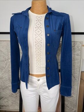 Plein Sud Deep Blue Fitted Button-Front shirt size XS